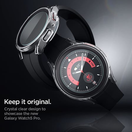 Galaxy Watch 5 Pro (45mm) ile Uyumlu Şeffaf Ekran Koruyuculu Kılıf Thin Fit + Glas.tR Slim HD Crystal Clear - ACS05400