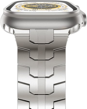 Apple Watch ile Uyumlu Titanyum Serisi Manyetik Tokalı Hafif ve Rahat Çelik Kordon Kayış (42-44-45-46-49 mm) Boyutlarına Uyumlu (Titanyum, Symetric)