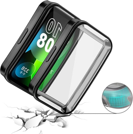 Samsung Galaxy Fit3 ile uyumlu Silikon Kasa Ekran Koruyucu 360 Tam Kapatan Çerceve PC Kasa Koruma Silikon Çerçeve (Siyah)