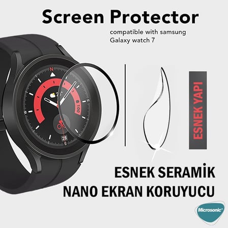Samsung Galaxy Watch 7 44mm Tam Kaplayan Nano Cam Ekran Koruyucu Siyah [Galaxy Watch 7 44mm ile Uyumlu Ekran Koruyucu - Siyah]