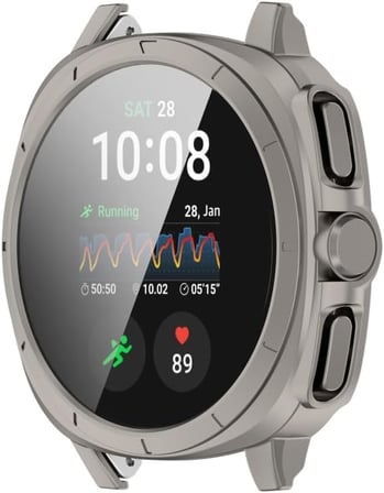 Samsung Galaxy Watch 7 40mm için Kasa Dönüştürücü Kılıf Yeni Nesil Görünüm Veren PC + Temperli Ekran Koruyuculu Dokunmatiği Etkilemeyen Sert Kabuklu Kasa Koruyucu (Titanyum)