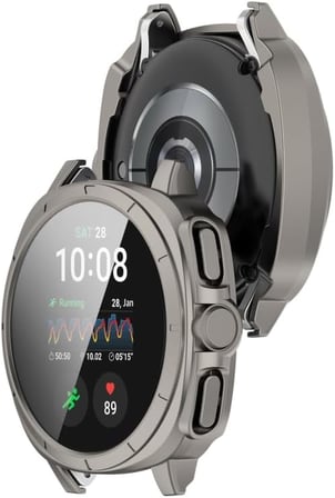 Samsung Galaxy Watch 7 40mm için Kasa Dönüştürücü Kılıf Yeni Nesil Görünüm Veren PC + Temperli Ekran Koruyuculu Dokunmatiği Etkilemeyen Sert Kabuklu Kasa Koruyucu (Titanyum)