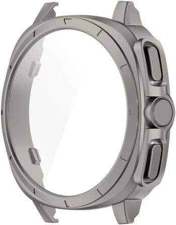 Samsung Galaxy Watch 7 40mm için Kasa Dönüştürücü Kılıf Yeni Nesil Görünüm Veren PC + Temperli Ekran Koruyuculu Dokunmatiği Etkilemeyen Sert Kabuklu Kasa Koruyucu (Titanyum)