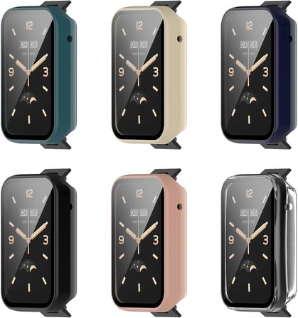 Xiaomi Mi Band 7 Pro ile Uyumlu Sert PC Kasa Koruma Mi Band 7 ile Uyumlu Gard Çerçeve Siyah