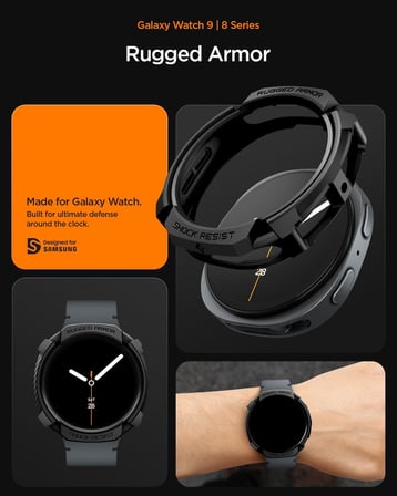 Galaxy Watch 9/8 (40mm) ile Uyumlu Kılıf Rugged Armor Matte Black - ACS10004