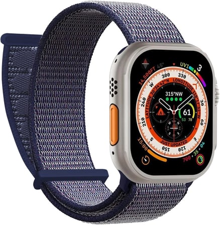 Apple Watch Series 8 45mm için Kordon Hasırlı Woven Lacivert [Watch Series 8 45mm ile Uyumlu Kordon - Lacivert]