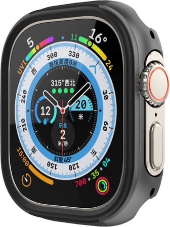 Apple Watch ile Uyumlu 45mm için Alüminyum Alaşım, Suya Dayanıklı Kılıf, Darbelere ve Düşmelere Karşı Full Koruyucu Kasa (45mm) (Siyah)