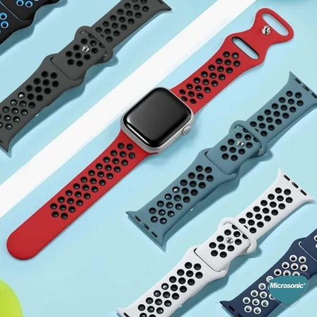 Apple Watch Series 7 45mm için Kordon Rainbow Sport Kayış Siyah [Watch Series 7 45mm ile Uyumlu Kordon - Siyah]