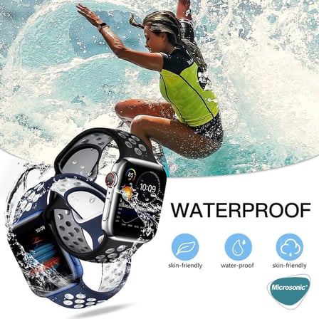 Apple Watch Series 7 45mm için Kordon Rainbow Sport Kayış Siyah [Watch Series 7 45mm ile Uyumlu Kordon - Siyah]