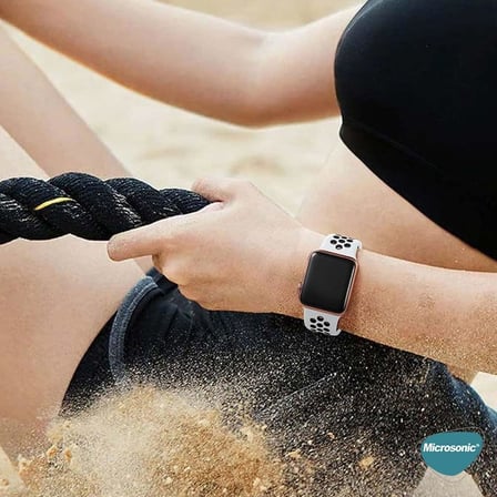 Apple Watch Series 7 45mm için Kordon Rainbow Sport Kayış Siyah [Watch Series 7 45mm ile Uyumlu Kordon - Siyah]