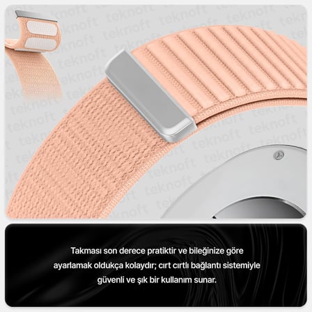Samsung Galaxy Watch 9/8 (40mm/44mm) ve Watch 8 Classic (46mm) ile Uyumlu Hafif ve Yumuşak Kumaşlı Hasır Naylon Kordon