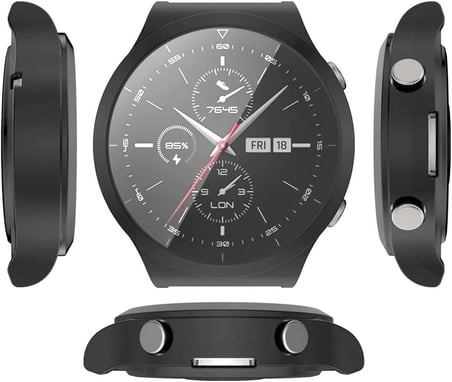 Huawei Watch GT3 Pro 46mm ile uyumlu Toz ve Kirden Koruyan Gard 360 Kapatan Hafif ve kompakt yapılı 46 mm Ekran Koruyucu Silikon, Siyah