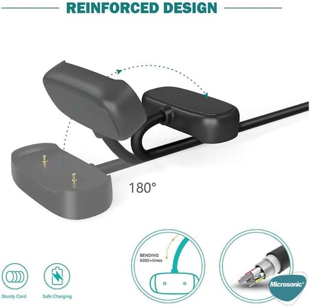 Amazfit T-Rex 2 için Manyetik USB Şarj Kablosu Siyah [T-Rex 2 ile Uyumlu Şarj Kablosu - Siyah]