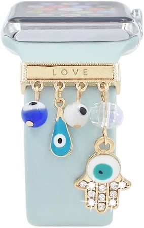 Apple Watch 10 46mm için Kordon Süsü Charm Love Hamsa [Watch Series 10 46mm ile Uyumlu Kordon - Gold]