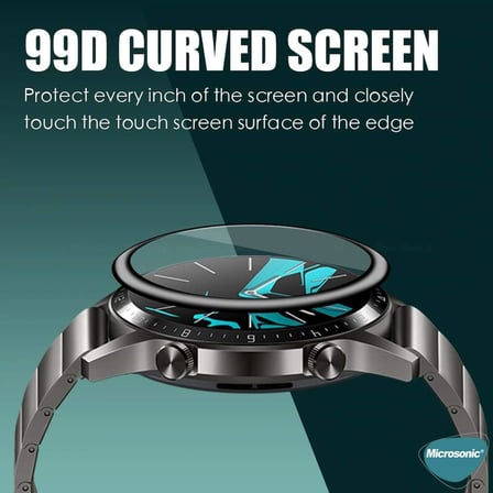Huawei Watch GT5 46mm Tam Kaplayan Temperli Cam Full Ekran Koruyucu Siyah [Watch GT5 46mm ile Uyumlu Ekran Koruyucu - Siyah]