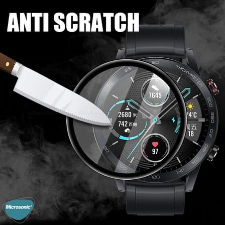 Huawei Watch GT5 46mm Tam Kaplayan Temperli Cam Full Ekran Koruyucu Siyah [Watch GT5 46mm ile Uyumlu Ekran Koruyucu - Siyah]