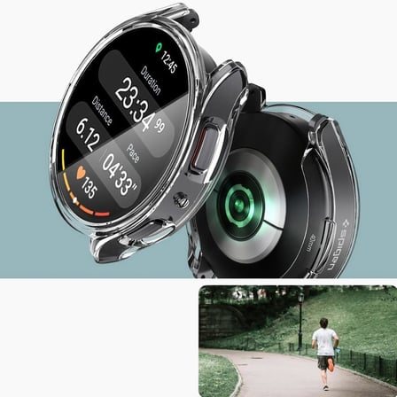 Samsung Galaxy Watch 6 ile Uyumlu 44mm Tam Kapatan Çerceve 44mm Önü Kapalı Tasarım Silikon Kılıf Çerçeve Darbe ve çiziklere Karşı Koruma (Siyah)