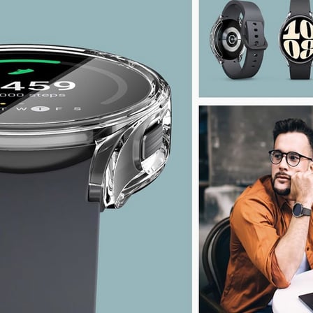 Samsung Galaxy Watch 6 ile Uyumlu 44mm Tam Kapatan Çerceve 44mm Önü Kapalı Tasarım Silikon Kılıf Çerçeve Darbe ve çiziklere Karşı Koruma (Siyah)