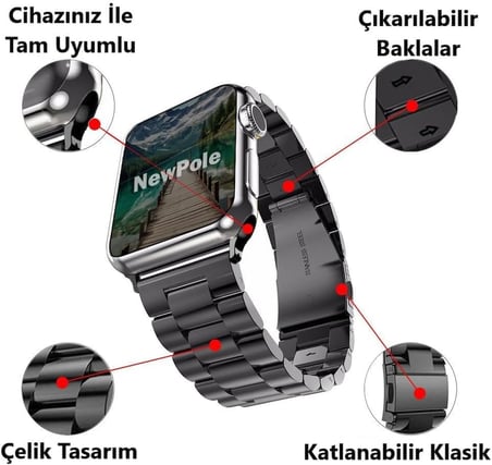 Watch 46mm 45mm 44mm 42mm 49mm Uyumlu Kordon Stal Baklalı Çelik Kordon Rahatsız Etmeyen Apple Watch Ultra 2/1 10 9 8 SE 7 6 5 4 3 2 1 Uyumlu Kordon