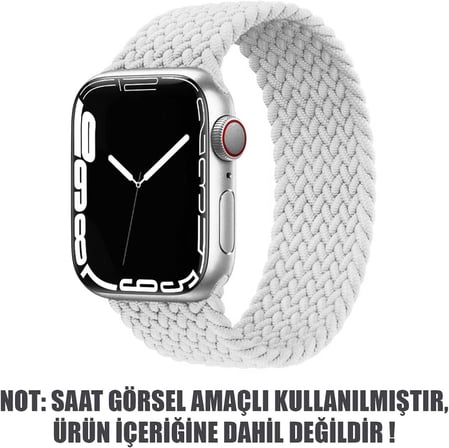 Apple Watch Series 7 45mm için Kordon, (Medium Size, 147mm) Knitted Fabric Single Loop Beyaz [Watch Series 7 45mm ile Uyumlu Kordon - Beyaz]
