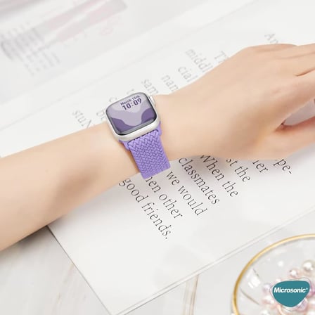 Apple Watch Series 9 41mm Kordon Knitted Fabric Loop (Apple Watch Series 9 41mm ile Uyumlu Kordon, Akıllı Saat Kayışı)