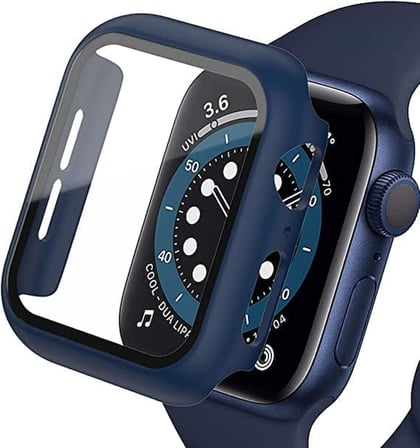 Apple Watch 1/2/3/4/5/6 Seri 38 mm Ekran Koruyucu ve Kılıf Bir Arada Tam Koruma (Lacivert)