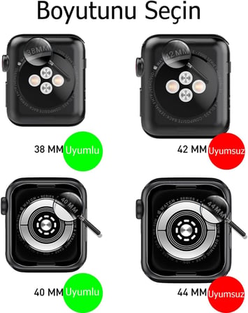Apple Watch Silikon Kayış 38-40-41mm Uyumlu Yumuşak Rahat Günlük Kullanım Değiştirilebilir Saat Bandı