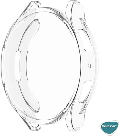 Samsung Galaxy Watch 7 40mm için Kılıf Ekranı Tam Kaplayan 360 Full Round Soft Silicone Şeffaf [Galaxy Watch 7 40mm ile Uyumlu Kılıf - Şeffaf]
