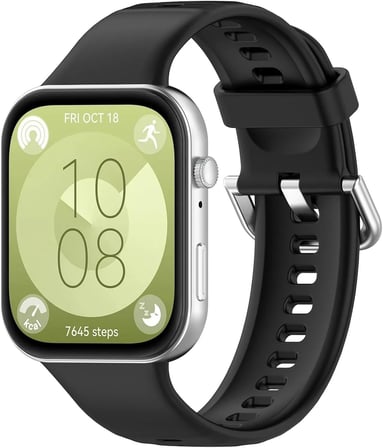 Huawei Watch Fit 3 ile uyumlu Saat Kayışı Ent Kaliteli Huawei Watch Fit 3 ile uyumlu Spor Saat Kontrast Renkli Lagniappe Silikon Kordon (Siyah)