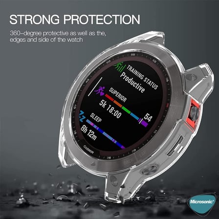 Garmin Fenix 6 Pro Solar Titanium için Kılıf 360 Full Round Soft Silicone Şeffaf [Fenix 6 Pro Solar Titanium ile Uyumlu Kılıf - Şeffaf]
