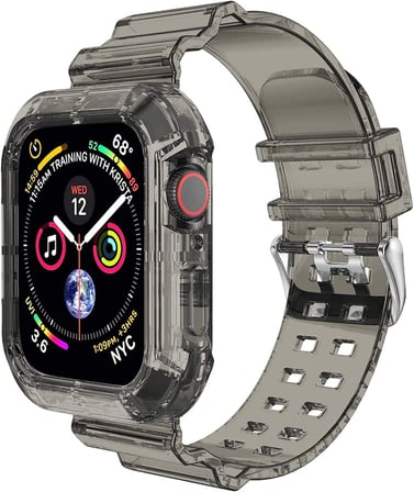 Apple Watch Series 8 45mm için Kordon Transparent Clear Band Siyah