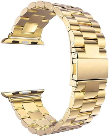 Apple Watch Series 9 45mm için Kordon Metal Stainless Steel Gold [Watch Series 9 45mm ile Uyumlu Kordon - Gold]