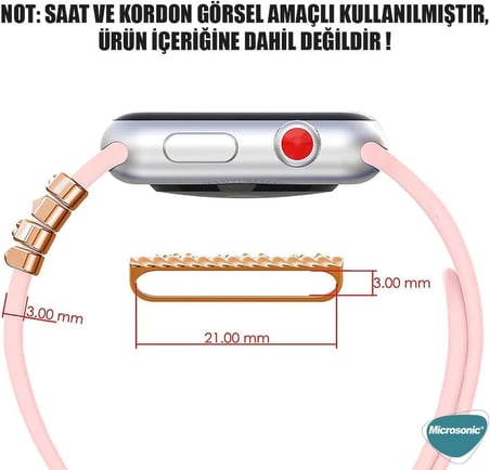 Apple Watch Ultra Kordon Süsü Charm İnci Kalp Rose Gold
