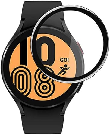 Samsung Galaxy Watch 5 45mm Uyumlu Akıllı Saat için Tam Kaplayan PMMA Ekran Koruyucu Cam (Siyah, Samsung Galaxy Watch 5 45mm)