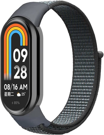 Xiaomi Mi Band 8 için Hasırlı Kordon Woven Sport Loop Gri [Mi Band 8 ile Uyumlu Kordon - Gri]