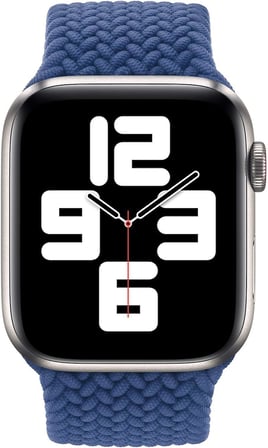Apple Watch SE 44mm için Kordon, (Large Size, 160mm) Knitted Fabric Single Loop Mavi [Watch SE 44mm ile Uyumlu Kordon - Mavi]