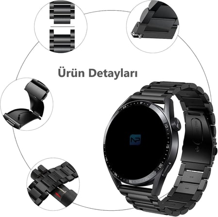 Huawei Watch GT5 Pro 46mm/GT5 46MM/ GT4 46mm/GT4 Pro 46mm/GT3 46mm/GT3 Pro 46mm/GT2 46mm/GT2 Pro 46mm için Kordon Paslanmaz Çelik Kordon Kordon Kopma Karşıtı 22mm Kordon