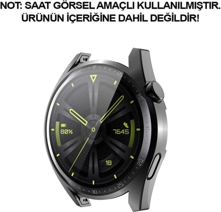 Huawei Watch GT3 46mm için Kılıf 360 Full Round Soft Silicone Siyah [Watch GT3 46mm ile Uyumlu Kılıf - Siyah]