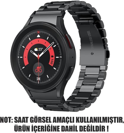 Samsung Galaxy Watch 4 44mm Solid Steel Kordon (Samsung Galaxy Watch 4 44mm ile Uyumlu Kordon, Akıllı Saat Kayışı)