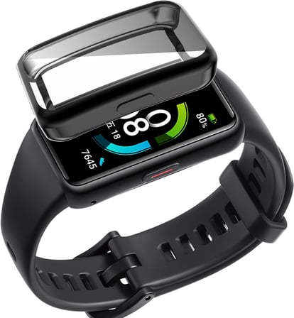 Huawei Watch Honor Band 7 ve Honor Band 6 / Band 6 Pro ile uyumlu Şeffaf Tam Kapatan Çerceve PC Kasa Koruma Gard Çerçeve Şeffaf