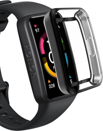 Huawei Watch Honor Band 7 ve Honor Band 6 / Band 6 Pro ile uyumlu Şeffaf Tam Kapatan Çerceve PC Kasa Koruma Gard Çerçeve Şeffaf