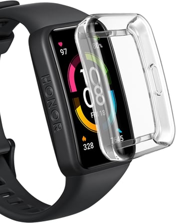 Huawei Watch Honor Band 7 ve Honor Band 6 / Band 6 Pro ile uyumlu Şeffaf Tam Kapatan Çerceve PC Kasa Koruma Gard Çerçeve Şeffaf