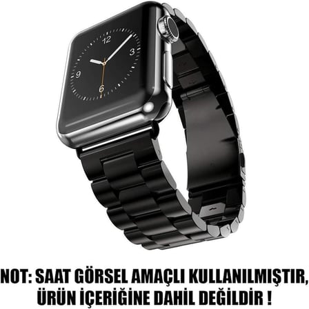 Apple Watch SE 2022 40 mm Metal Stainless Steel için Kordon Siyah