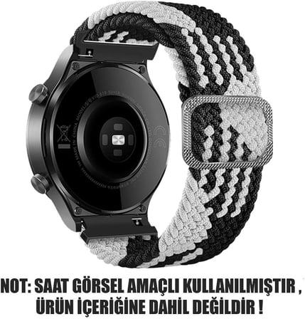 Xiaomi Watch 5 için Kordon Braided Loop Band Siyah Beyaz [Watch 5 ile Uyumlu Kordon - Siyah - Beyaz]
