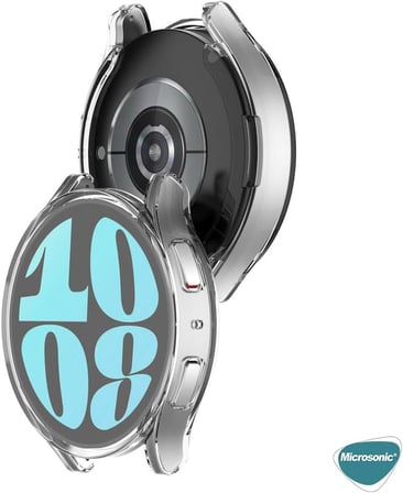 Samsung Galaxy Watch 6 44mm için Kılıf Ekranı Tam Kaplayan 360 Full Round Soft Silicone Şeffaf [Galaxy Watch 6 44mm ile Uyumlu Kılıf - Şeffaf]