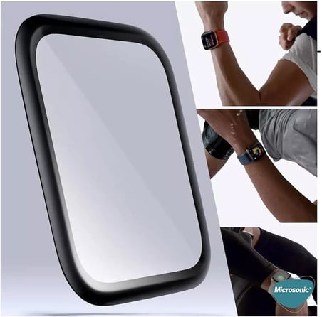 Xiaomi Redmi Watch 3 Active Tam Kaplayan Temperli Cam Full Ekran Koruyucu Siyah [Redmi Watch 3 Active ile Uyumlu Ekran Koruyucu - Siyah]