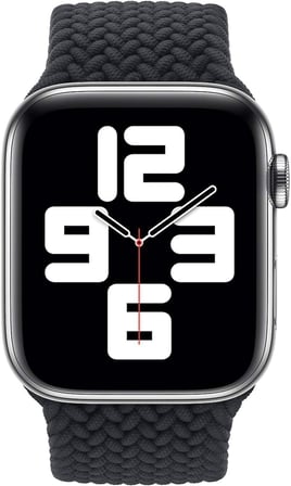 Apple Watch Series 7 45mm için Kordon, (Medium Size, 147mm) Braided Solo İlmik Kayış Siyah [Watch Series 7 45mm ile Uyumlu Kordon - Siyah]