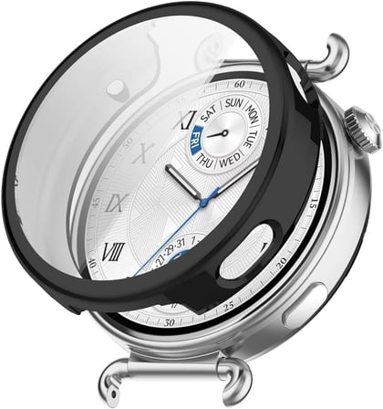Huawei Watch GT 6 41mm Kılıf Ekranı Tam Kaplayan 360 Full Round Soft Silicone Siyah [Watch GT 6 41mm ile Uyumlu Kılıf - Siyah]