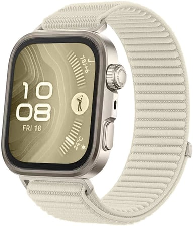 Huawei Watch Fit 4 İle Uyumlu Saat Kayışı Kaliteli Hasır Örme Cırtcırt Yapalı Su Tutmaz Huawei Watch Fit 4 İle Uyumlu Kordon Kayış - Starlight