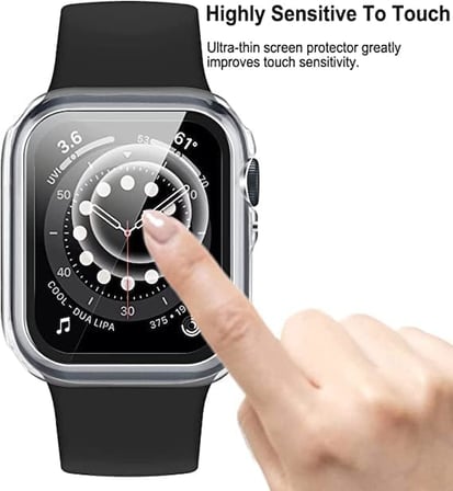 Apple Watch 49 mm Şeffaf Ekran Koruyucu ve Kılıf Bir Arada Tam Koruma Şeffaf Saat Kılıfı